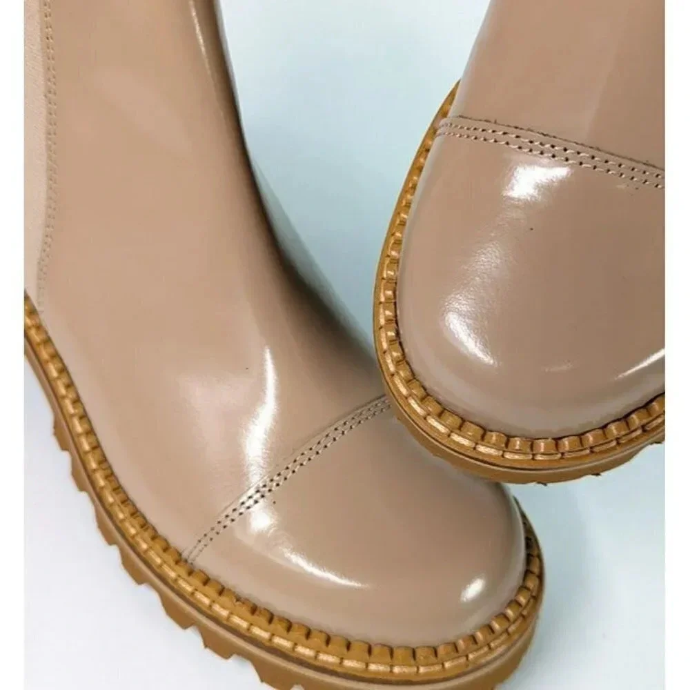 See By Chloe Women's Mallory Leather Chelsea Boots Beige Size 37 EU MSRP $475 - Picture 5 of 11